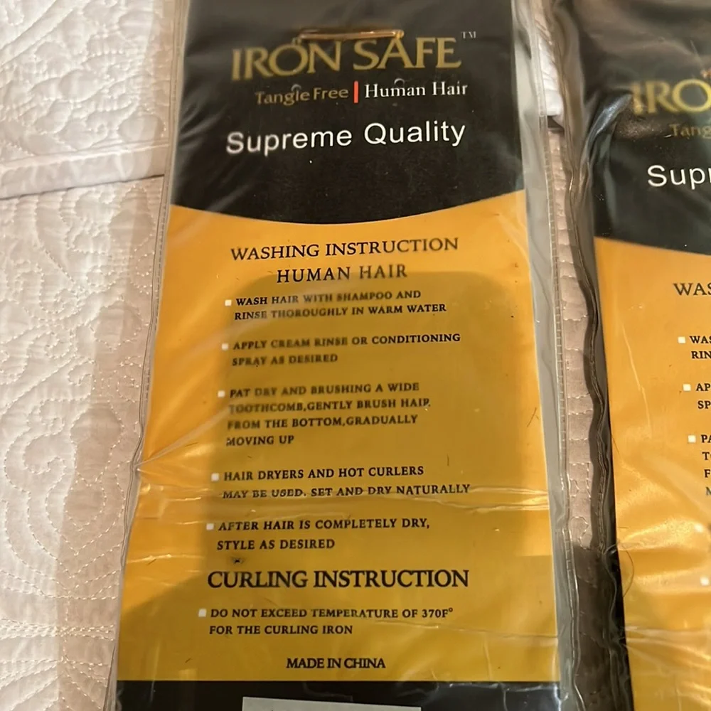 Supreme quality iron safe human hair, 2 packs, new in package‎